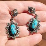 earrings in navajo style with turquoise and post backs