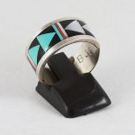 New Native American Zuni wide multi-stone inlay ring