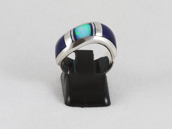 New Native American Navajo sterling silver curved inlay ring - Image 4
